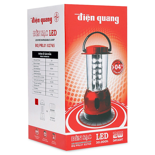 Đèn Sạc Led 2W Daylight Cầm Tay Điện Quang ĐQ PRL01 02765