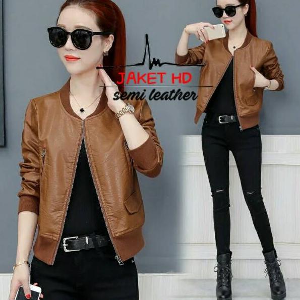 Rất sử dụng... Áo Khoác Da pu Màu Nâu Dễ Thương Cho Nữ size s m fit Sang L xl xxl