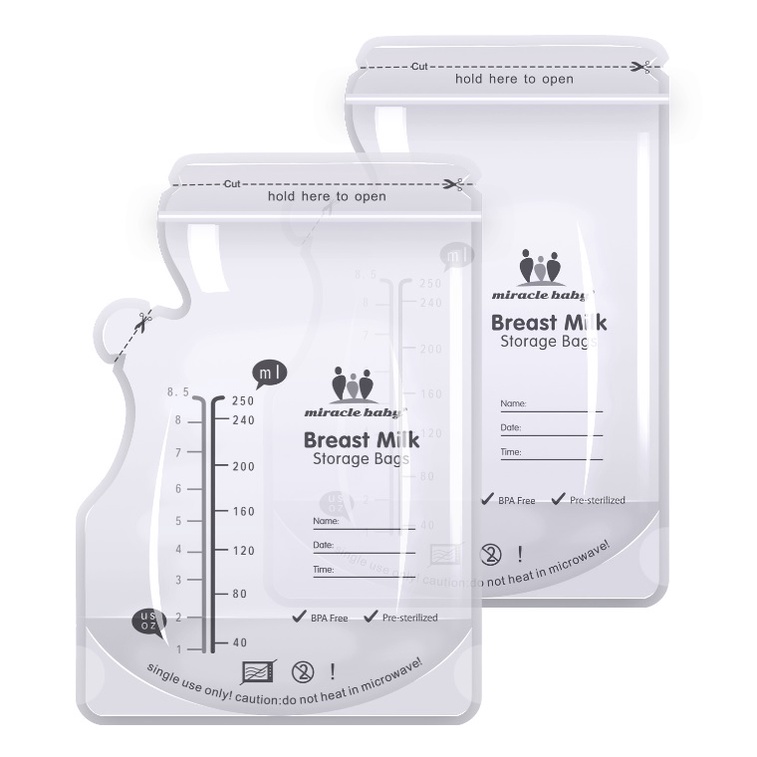 TÚI TRỮ SỮA MIRACLE BABY 250ML CHÍNH HÃNG CÓ VÒI RÓT