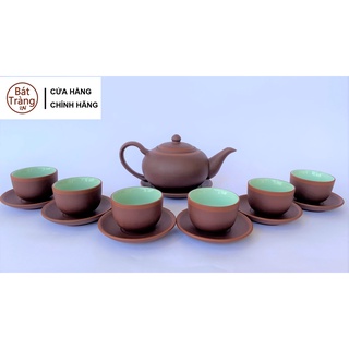 Bộ ấm trà tử sa Tống nâu chỉ đỏ lòng xanh