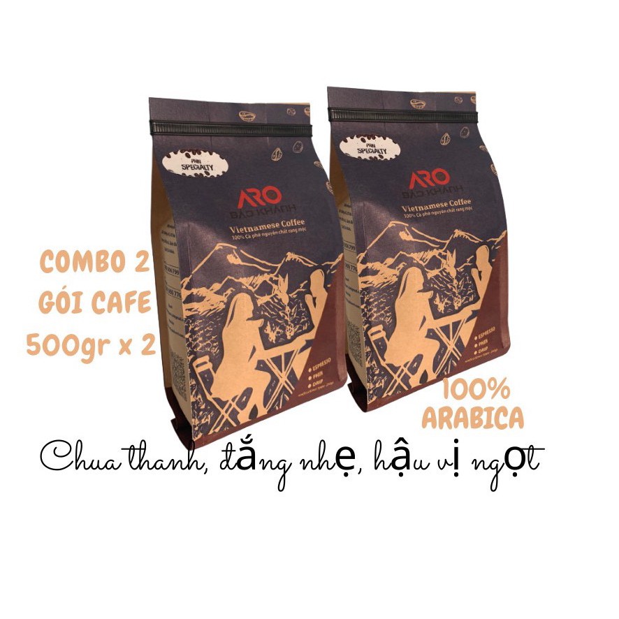 COMBO 2 GÓI Cà phê  ARABICA 100% Nguyên chất S18 Đà Lạt (500gr x 2) - ARO BẢO KHÁNH