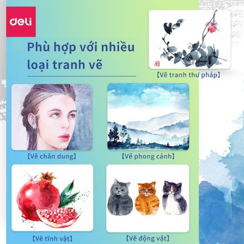 Màu nước DELI dạng tuýp cao cấp hòa tan che phủ tốt 12 18 24 màu -73850/ 73851/ 73852