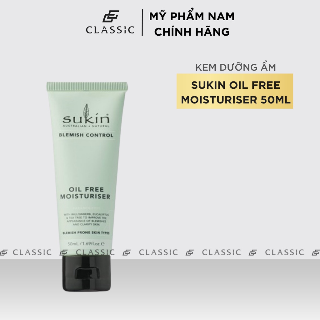 Kem Dưỡng Ẩm Giảm Mụn Sukin Blemish Control Oil Free Moisturiser 50ml