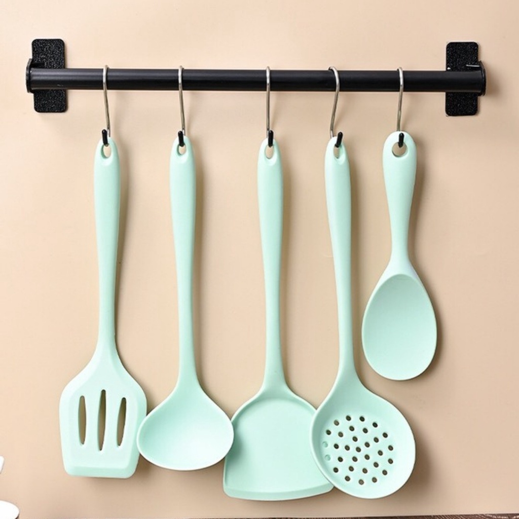 Bộ Dụng Cụ Đồ Dùng Thìa Nấu Ăn Nhà Bếp Sét Thìa Silicon Cao Cấp Set 5 Món Chịu Nhiệt Cao 230 Độ C