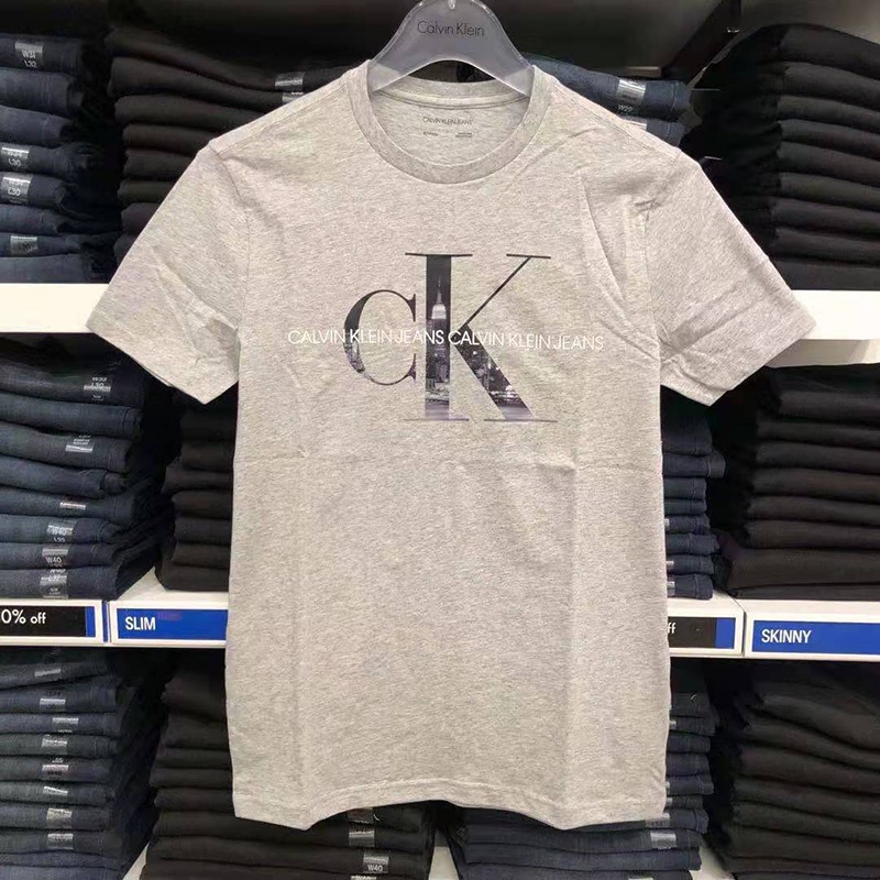 Áo Thun cotton Tay Ngắn Cổ Tròn In Chữ logo Calvin Klein Trẻ Trung Hợp Thời Trang Cho Nam