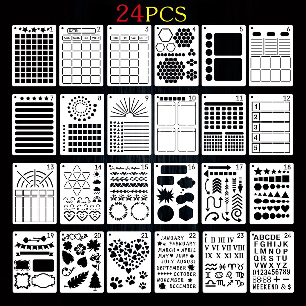 Bộ 24 Khuôn Vẽ Lên Kế Hoạch DIY