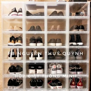 Hộp đựng giầy thông minh - shoes box - sneaker box 2 màu Đen và Trắng trong