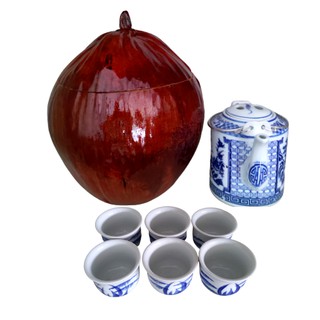 Trọn Bộ Bình Ủ Trà Trái Dừa – Bình Trà 450 – 700ml