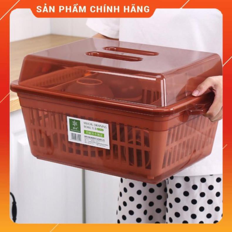 CHÍNH HÃNG -  Tủ đựng chén bát bằng nhựa có nắp đậy cao cấp,Hộp đựng bát đũa 8852