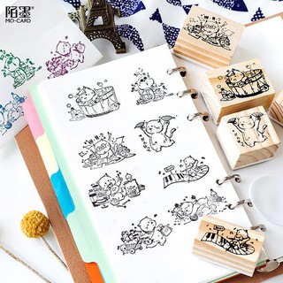Con Dấu Gỗ Hình Mèo Dễ Thương