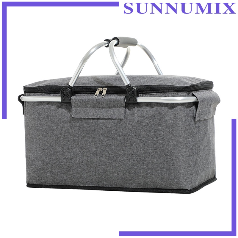 Giỏ Đựng Đồ Cách Nhiệt Màu Đen Có Thể Gấp Gọn Tiện Dụng Mang Theo Dã Ngoại Cho Nam Và Nữ