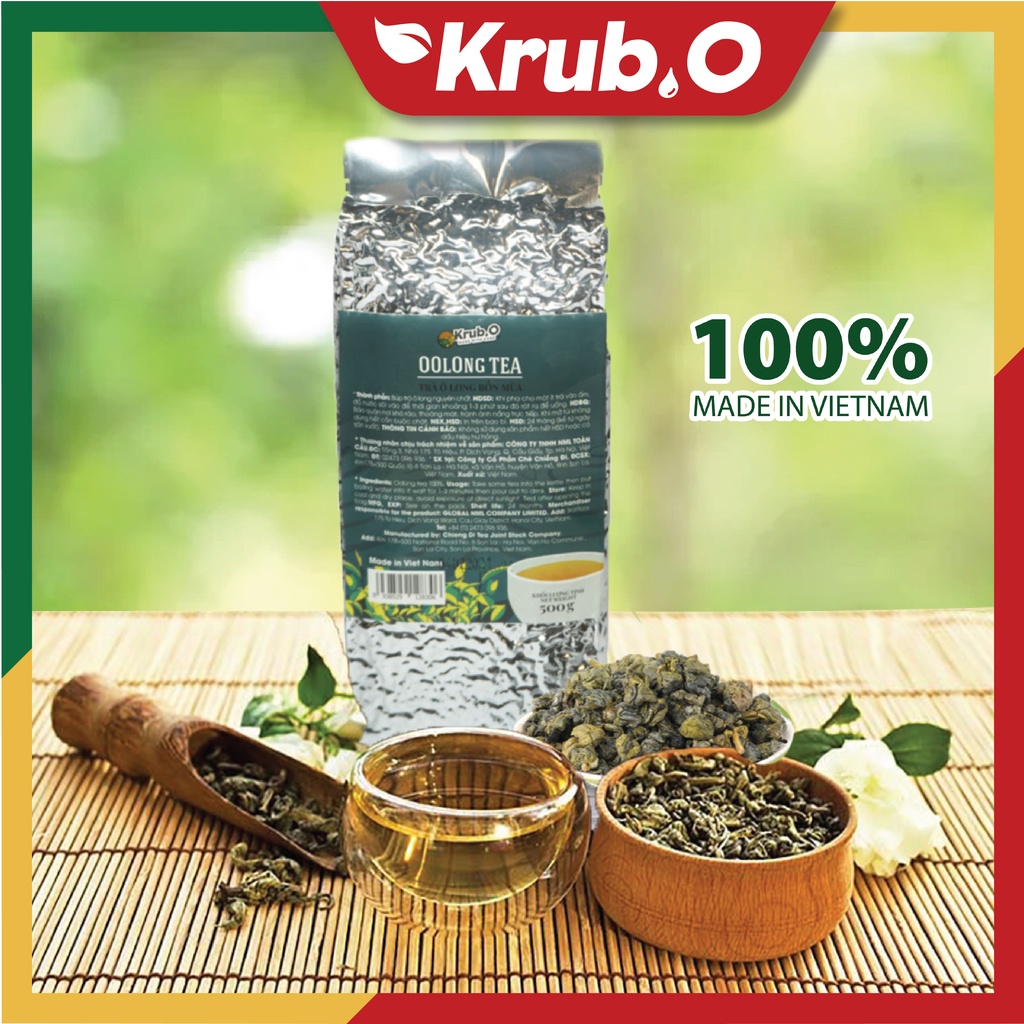 Trà Ô Long Krub.O chuyên dùng pha trà chanh trà quất nguồn nông sản Việt túi 0.5 kg