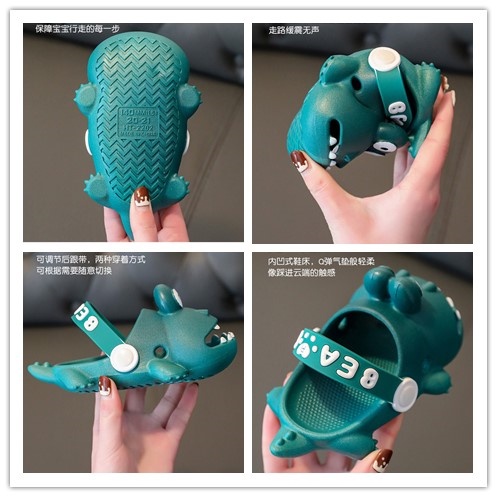 Dép Sandal Đế Dày Không Trượt Hở Ngón Họa Tiết Khủng Long Thời Trang Mùa Hè Cho Bé Trai Và Gái