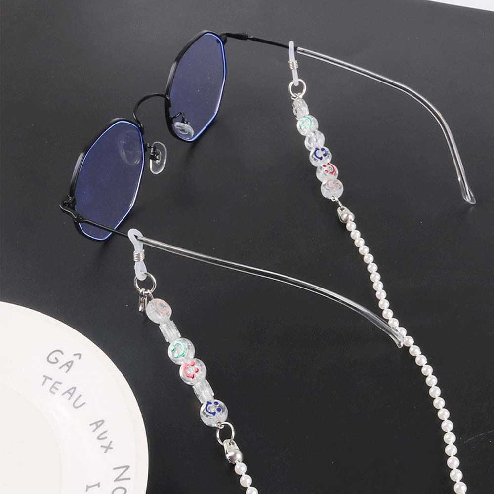 Dây đeo mắt kính xỏ hạt mặt cười bằng nhựa resin nhiều màu sắc