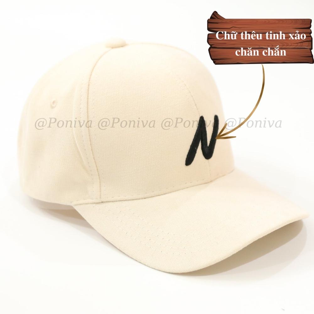Mũ lưỡi trai ❤️ Nón kết thêu chữ N chất nhung mịn form unisex LaMin5 phong cách Ulzzang Thời trang PONIVA siêu hot