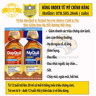 Vicks dayquil & nyquil severe honey cold & flu - hương mật ong.
