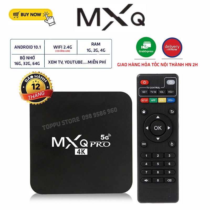 Android TV Box MXQ PRO 4K bản 4G + 64GB Android:10.1 Đã cài sãn kênh YouTube, Chorme...vv