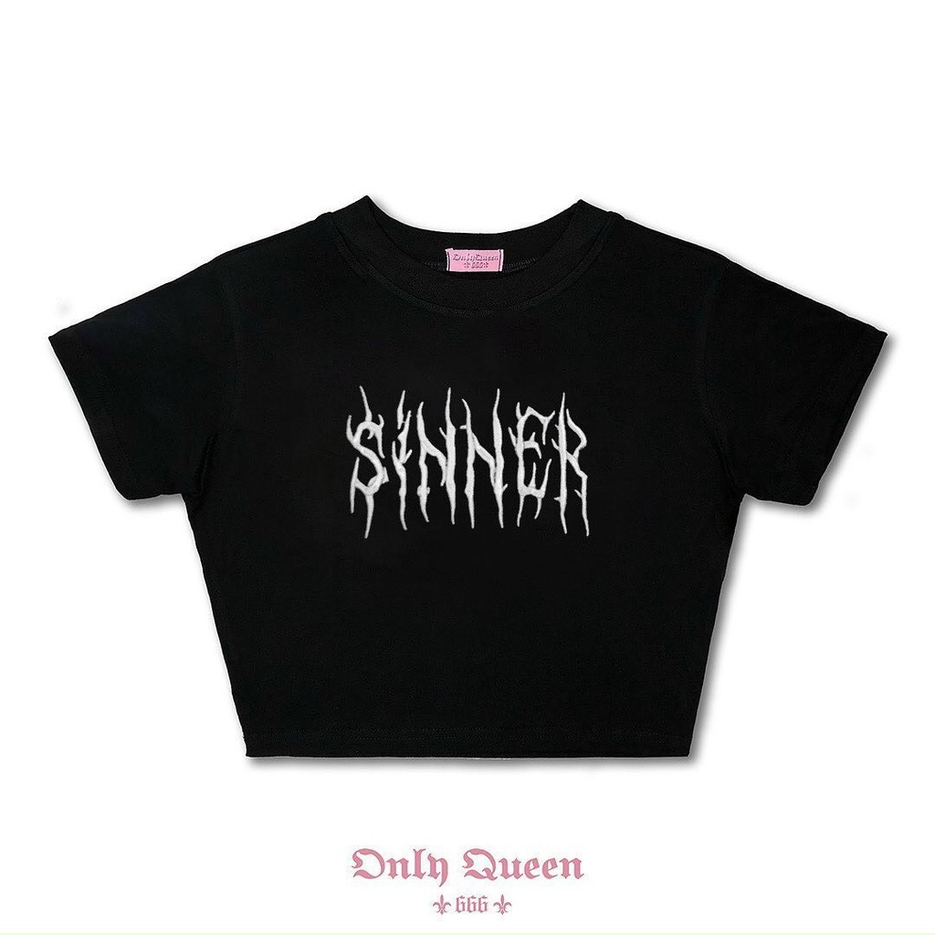 Áo Thun Croptop Sinner- Áo Sinner chất bo tăm form ôm cực dễ phối đồ