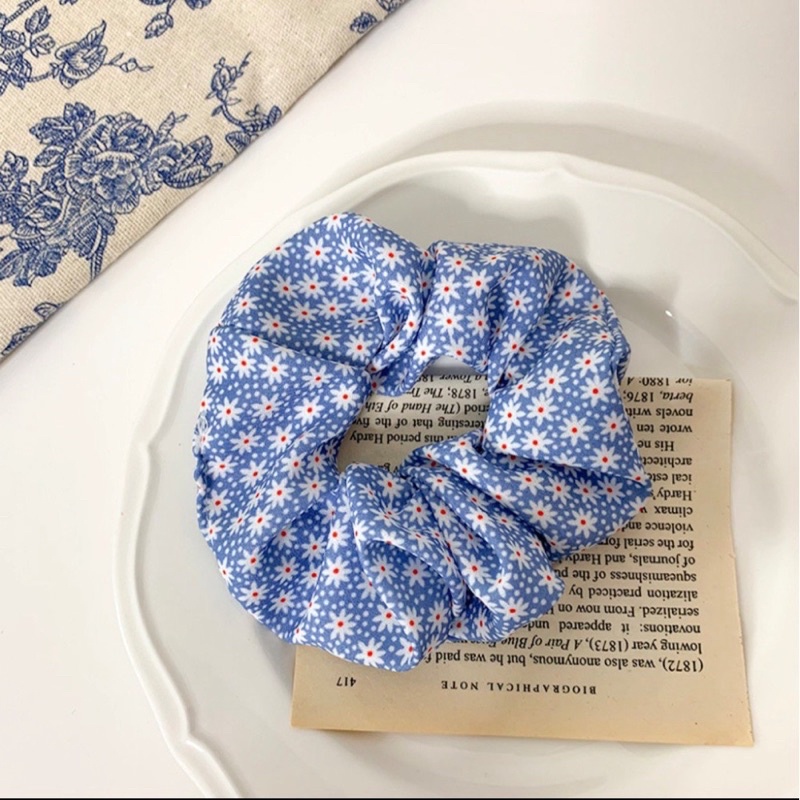 Dây buộc tóc FREESHIPdây cột tóc vải Scunchies nhiều mẫu tone Xanh Biển