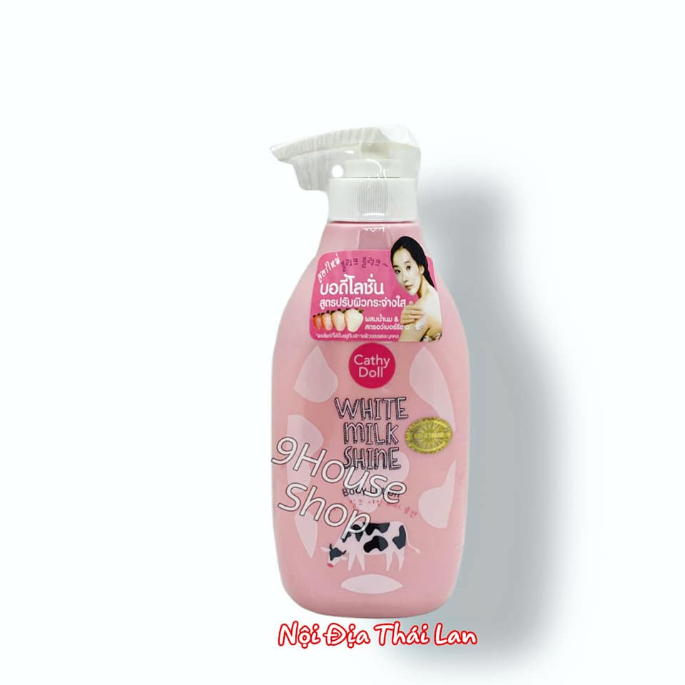 01 Chai Sữa Tắm hoặc Dưỡng Thể Bò HỒNG Cathy Doll White Milk Shine Thái Lan 450ml