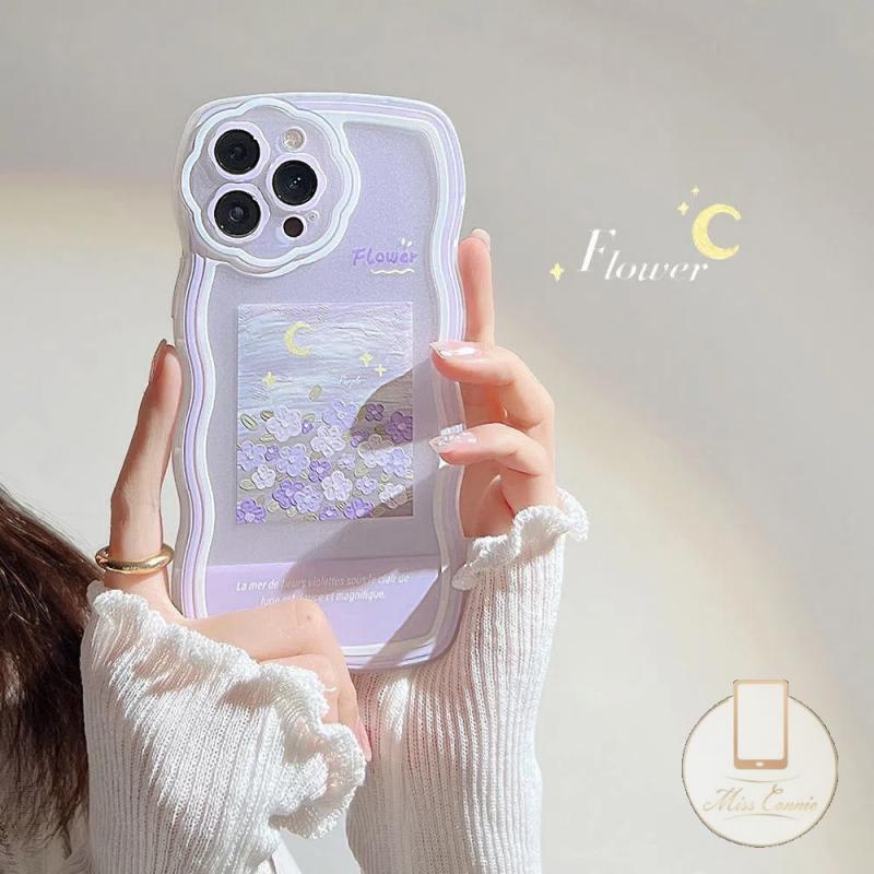 Ốp Điện Thoại Mềm Hình Hoa Tím Cho iPhone 11 12 13 Pro MAX XR 6 6s 7 8 Plus SE 2020 X XS MAX