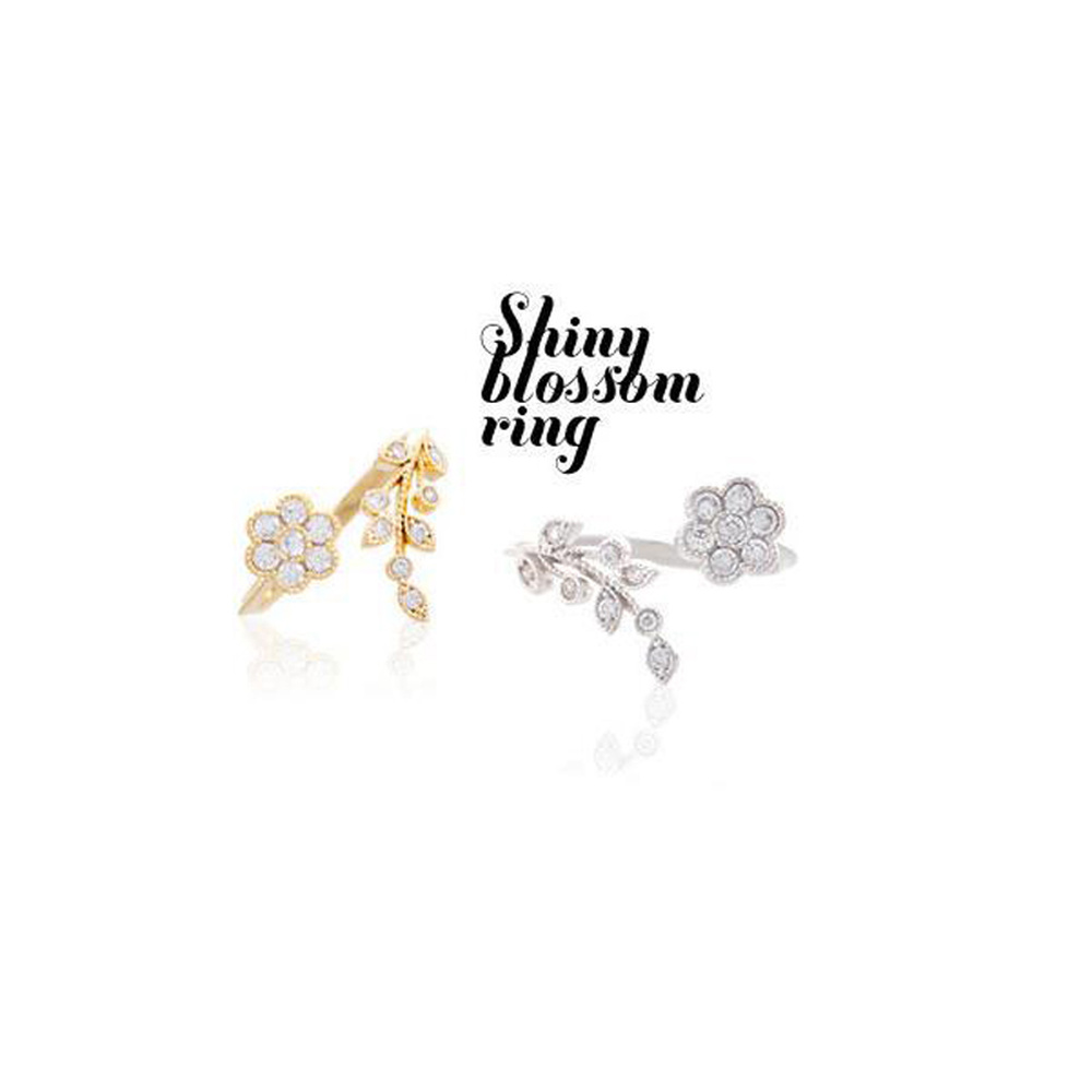 Ahellogirl Nhẫn đeo tay kim loại hình hoa đính đá xinh xắn cho nữ