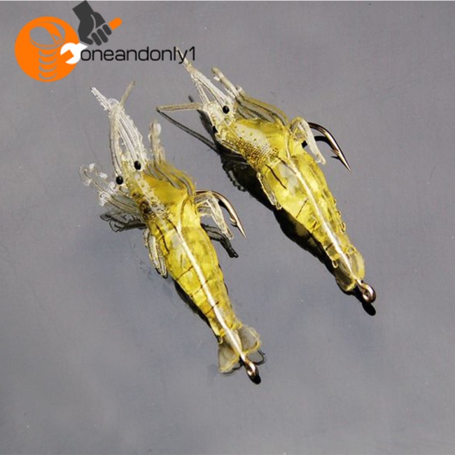 Mồi Câu Cá Giả Hình Tôm Mềm 4cm Phát Sáng Trong Tối Kèm Móc Tiện Dụng