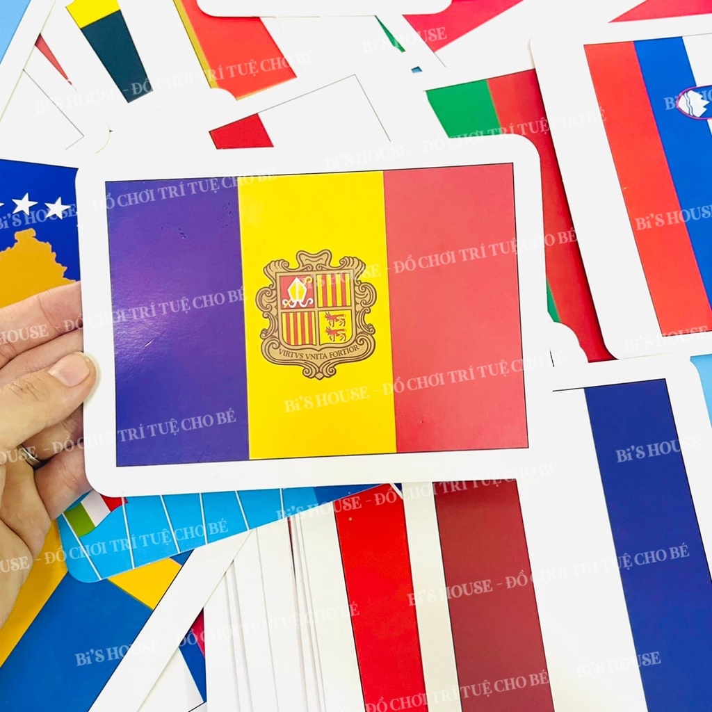 Bộ Thẻ Học Song Ngữ Quốc Kỳ 175 Nước Trên Thế Giới Flash Card Cờ Các Nước - BỐ KHỦNG LONG