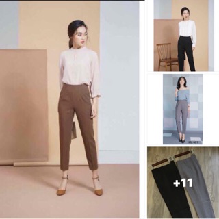 [HÀNG VNXK] Quần baggy quần tây nữ công sở khoá sườn, form dáng chuẩn, Chất liệu tuyết mưa công sở dày mịn