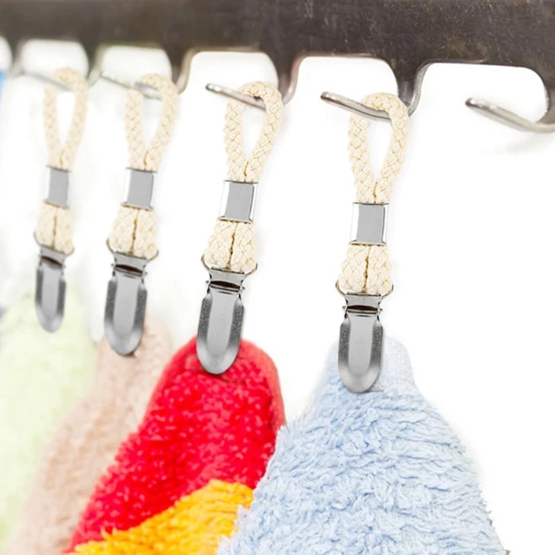 Bộ 4 / 6 Móc Treo Khăn Tắm / Quần Áo Gắn Tường Bằng Dây Cotton Đa Năng Tiện Dụng Cho Nhà Bếp / Phòng Tắm