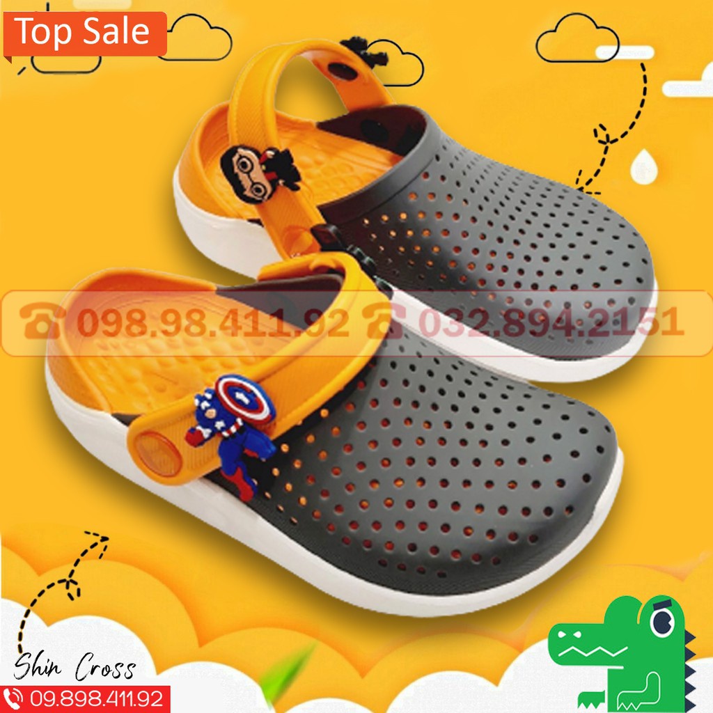 Dép Cross cho bé màu cam viền xám SUCLIT tặng thêm 6 sticker cross