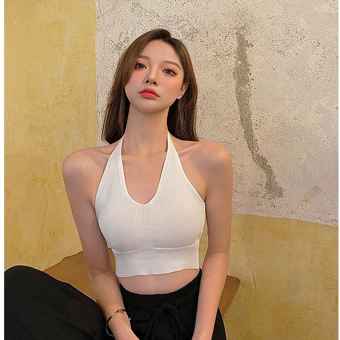 QADCOL Áo sát nách không tay dệt kim hai dây gợi cảm cho nữ