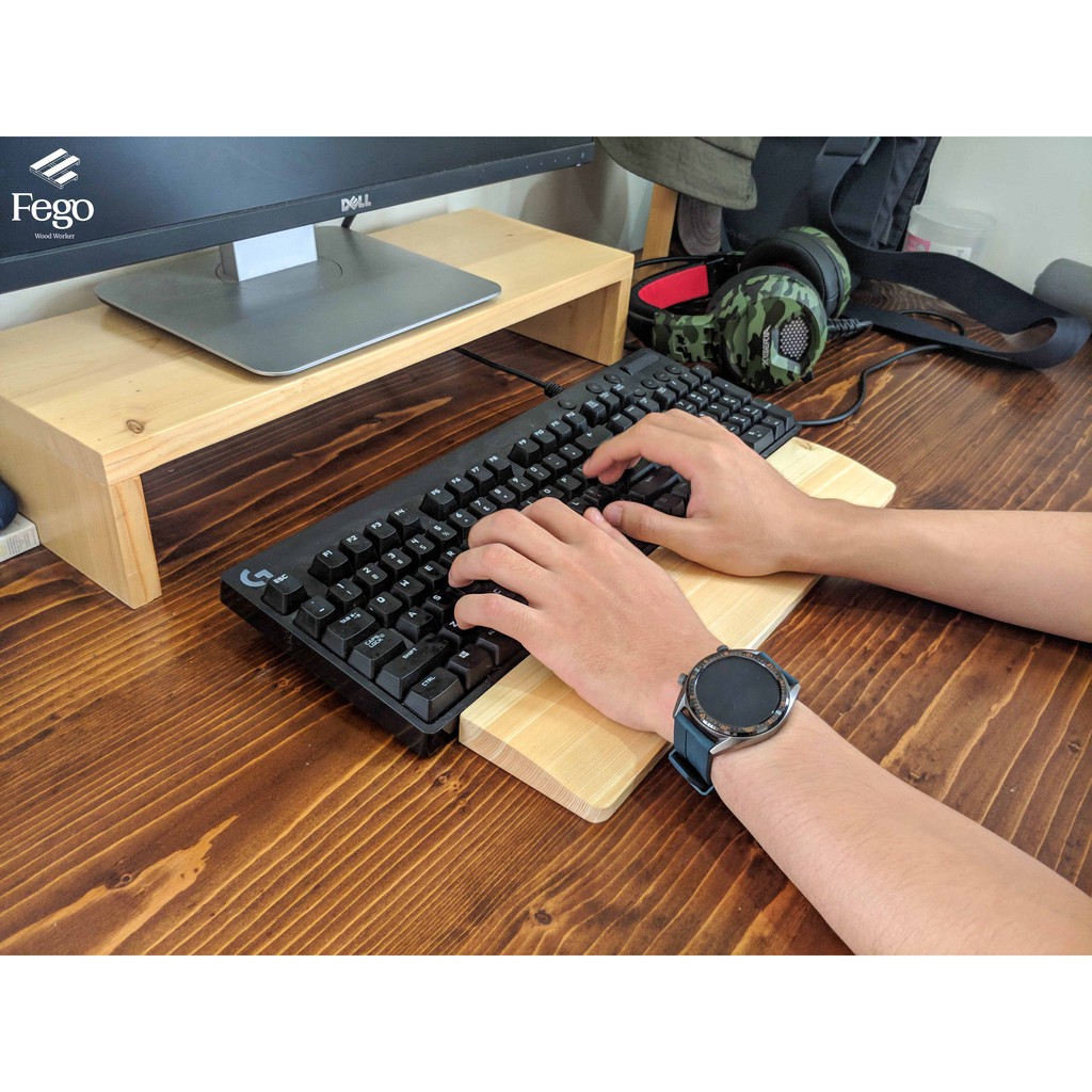 Kê lót tay bàn phím 45cm bằng gỗ tự nhiên chống trượt size Fullsize/ TKL