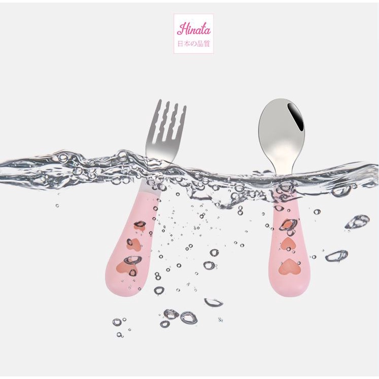 Muỗng nĩa ăn dặm HINATA - Có phần đế để bàn, vệ sinh và tiện lợi MN01