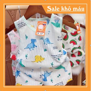 Bộ quần áo trẻ em ba lỗ cotton giấy cho bé sơ sinh đến 16kg