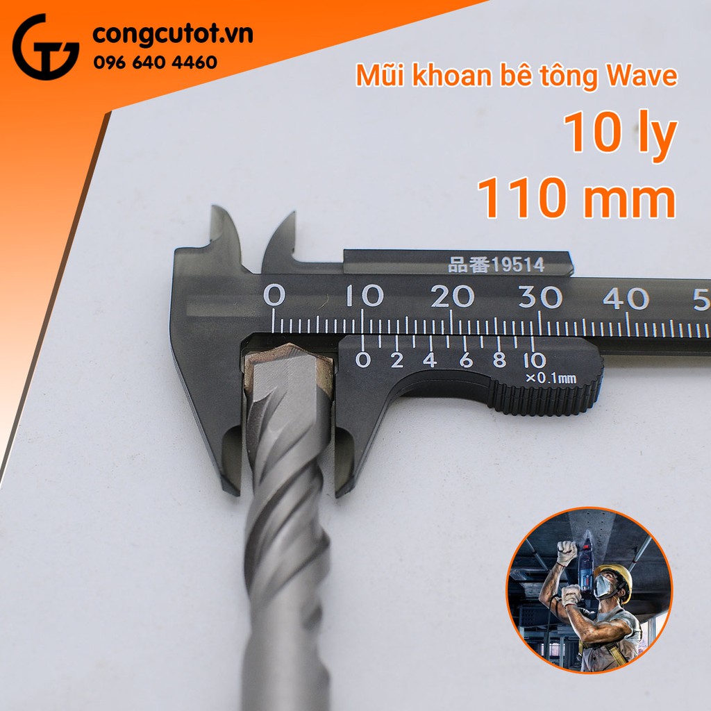 Mũi khoan bê tông Waves chuôi gài 10x110mm