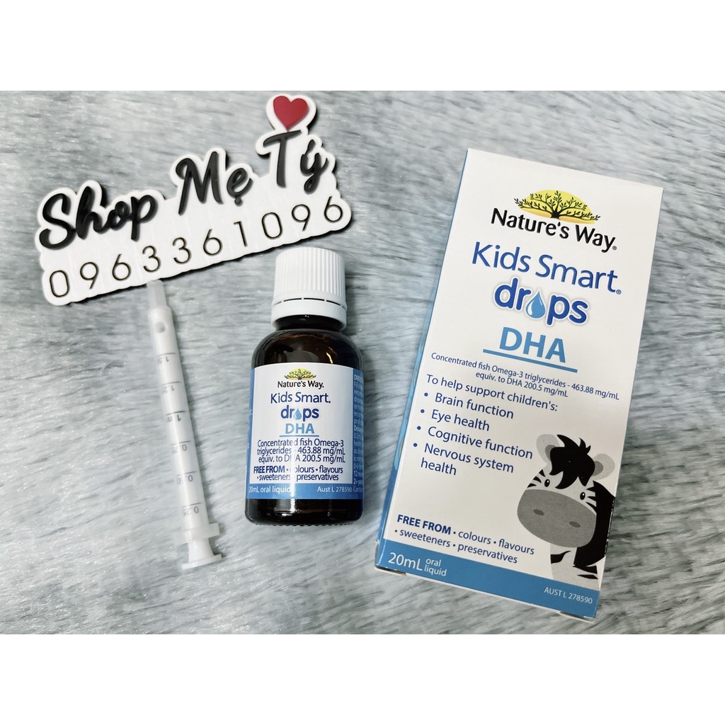 DHA Giọt Nature’s Way Kids Smart Drop DHA 20ml cho bé - Úc cho bé từ 1 tháng Giúp Tăng IQ, Phát Triển Não Bộ Cho Bé