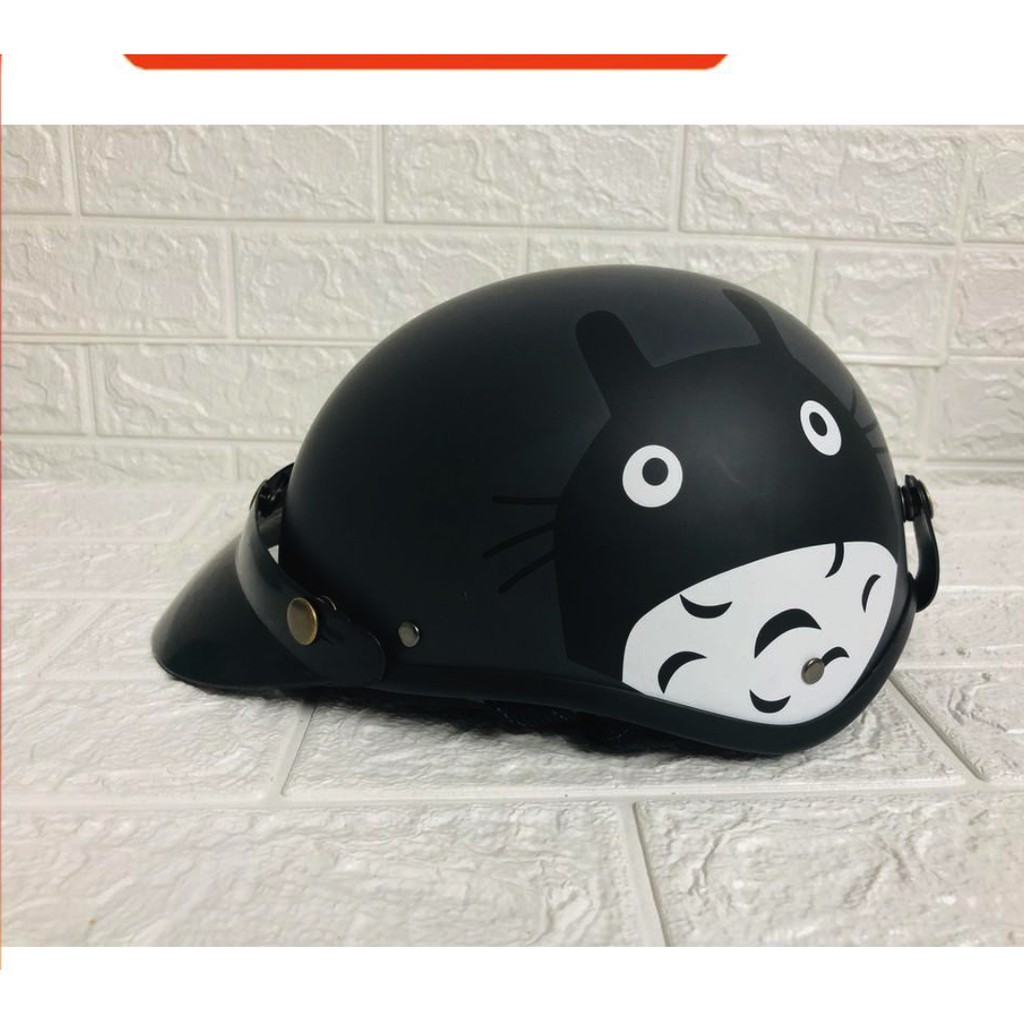 COMBO mũ ( nón ) bảo hiểm nửa đầu 1/2 Totoro đen/ mèo béo + Kính chống tia UV 400
