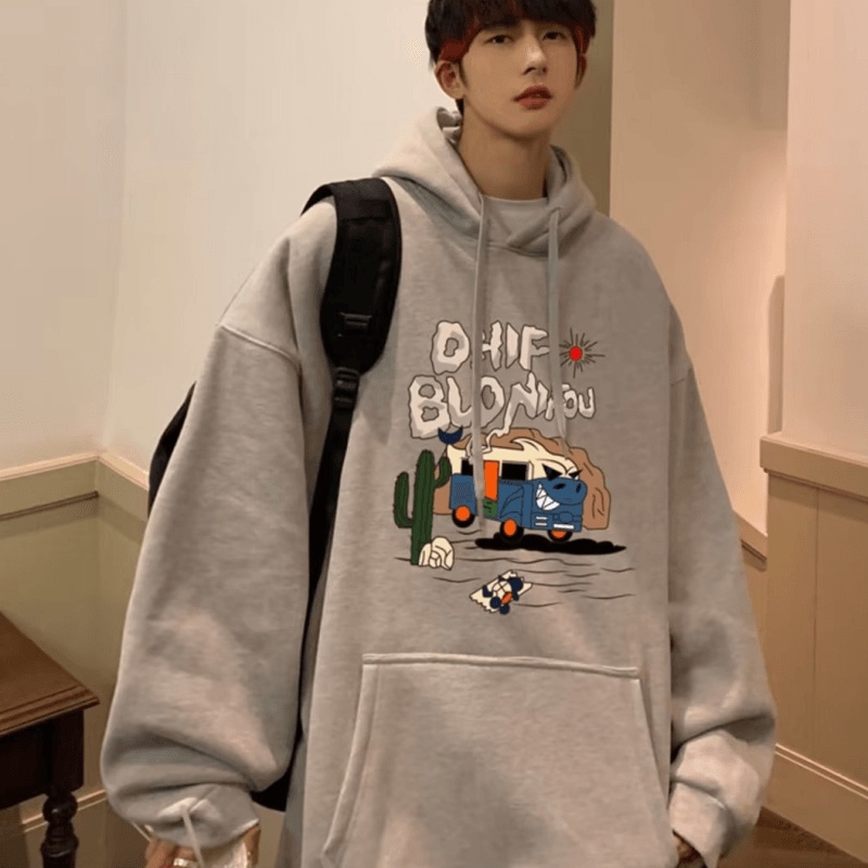Áo hoodie Dáng Rộng Có In Chữ Thời Trang Phong Cách Hàn Quốc Cho Nam