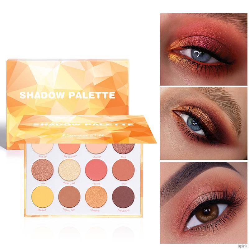 Bảng phấn mắt 12 màu lì/ nhũ ngọc trai kháng nước tự nhiên CmaaDu