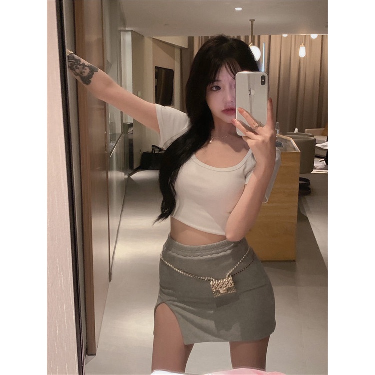 Áo Croptop Tay Ngắn Phong Cách Hong Kong Thời Trang Cho Nữ