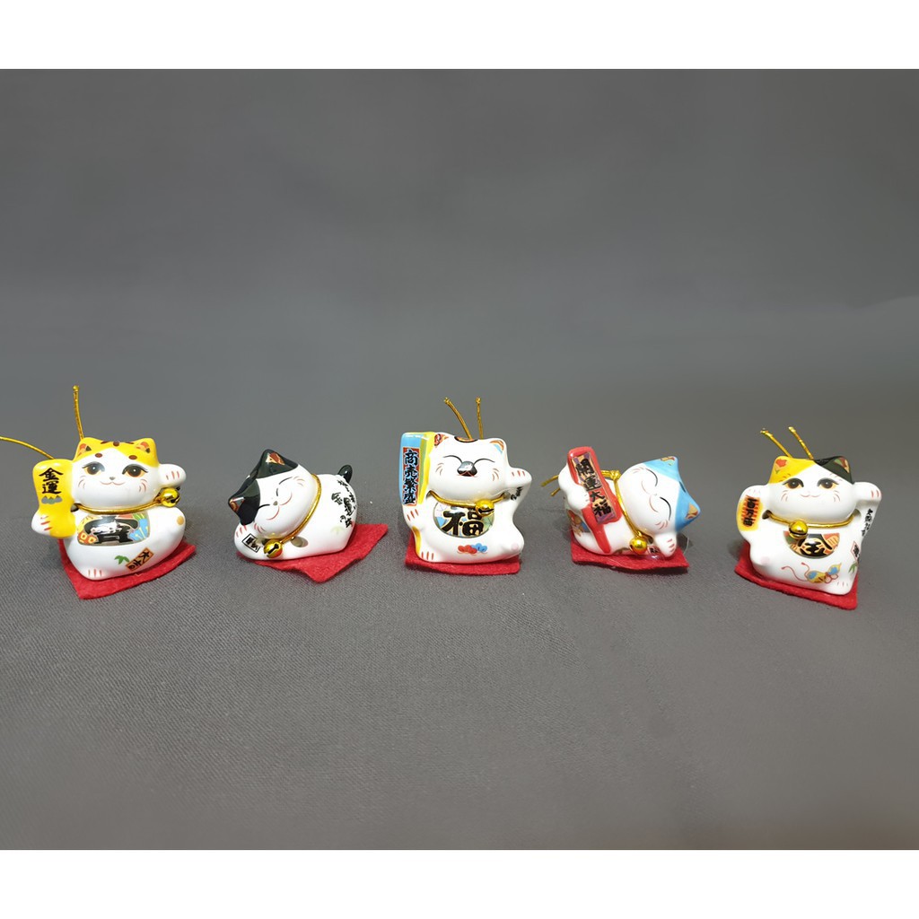 Bộ tượng Mèo thần tài mini - Ngũ Phúc Lâm Môn