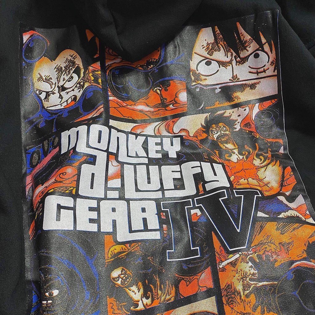 Áo Khoác Nỉ Bông MONKEY LUFFY GEAR IV Unisex (Đen/Xám)