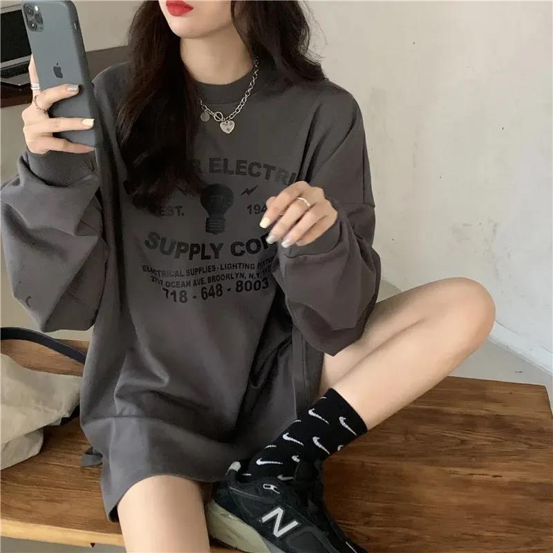 Áo thun dài tay dáng rộng oversize cá tính theo phong cách hàn quốc