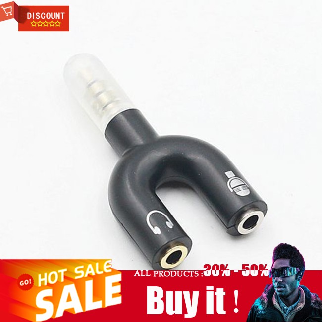 ☪ 3.5mm Dispenser U-Shaped Stereo Plug Stereo Audio Microphone and Headphone Adapter Headset Splitter for Smartphone MP3 Player MP4