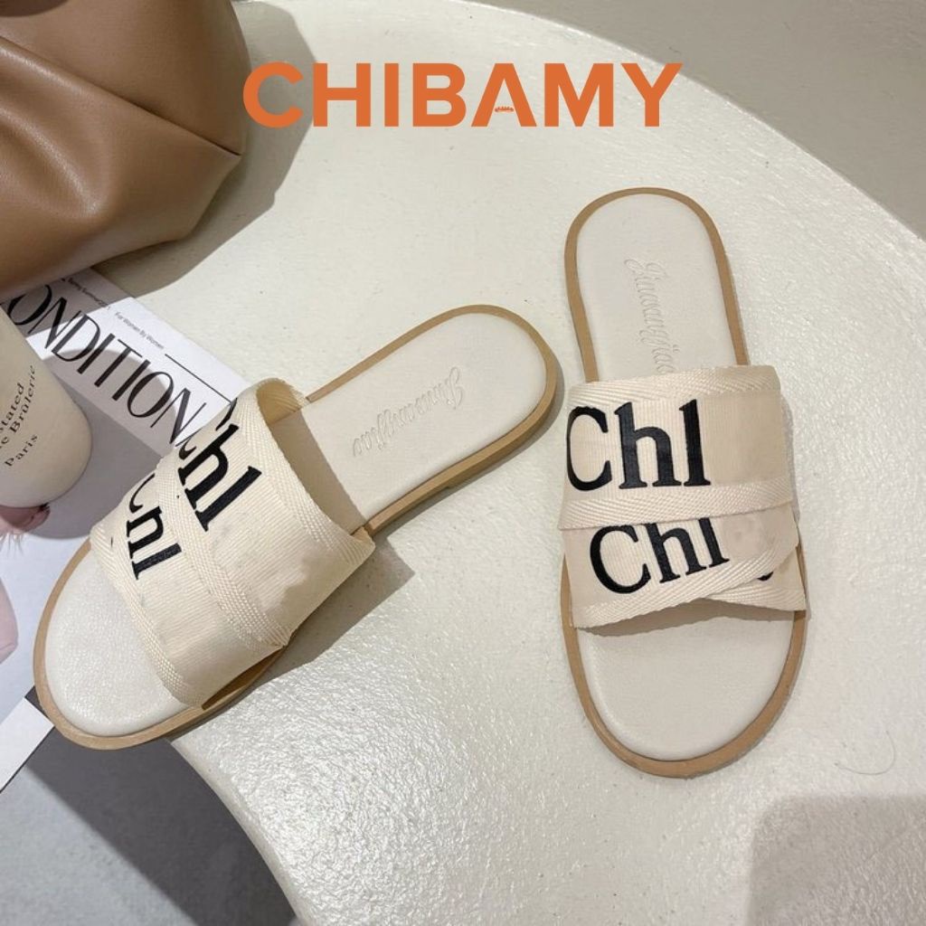 Dép Thời Trang Nữ CLoe đế bệt sang trọng, dép CHIBAMY dây vải phong cách tiểu thư mới