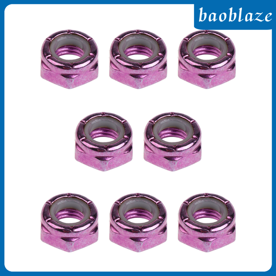 [BAOBLAZE]8pcs Skateboard Kingpin Nuts Truck Axle Screw Nuts Longboard Hardware Blue