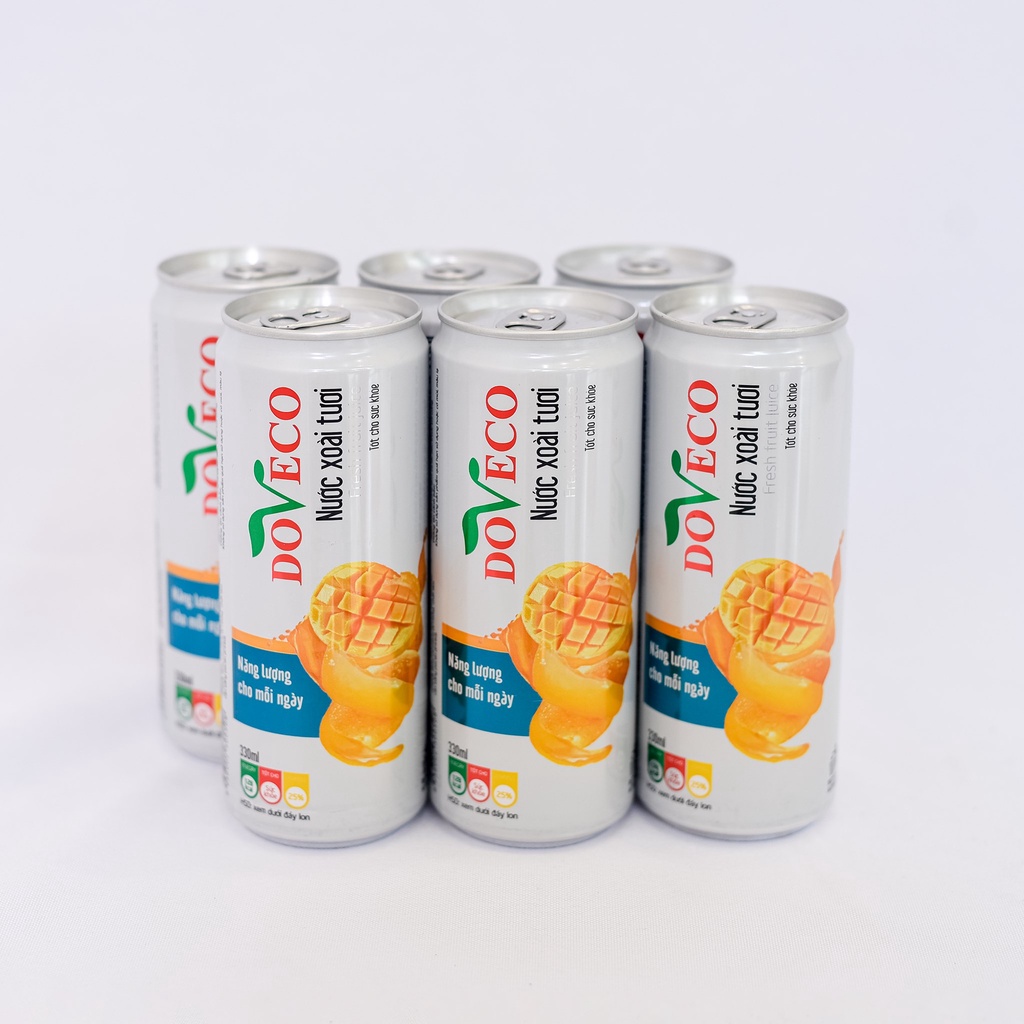 [DOVECO] Thùng 24 lon Nước ép Xoài tươi (ít đường) Vùng nguyên liệu Sơn La - lon 330ml