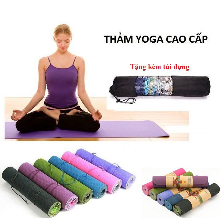 Thảm tập Yoga TPE 2 lớp cao cấp kèm túi đựng thảm
