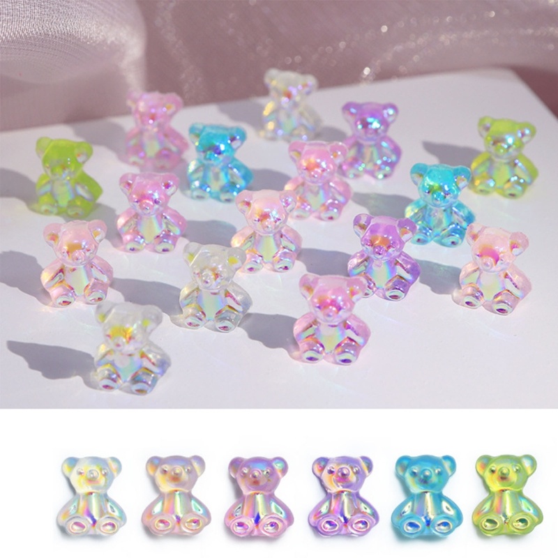 Set 30 Phụ Kiện Trang Trí Móng Tay Hình Gấu Gummy 3D Lấp Lánh